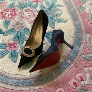 Sergio Zelcer Black and Red Stiletto Heels with Pointed Toe